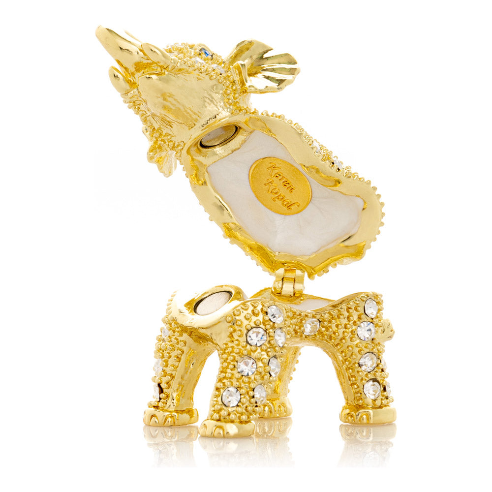 פיל מוזהב משובץ קריסטלים EL528
