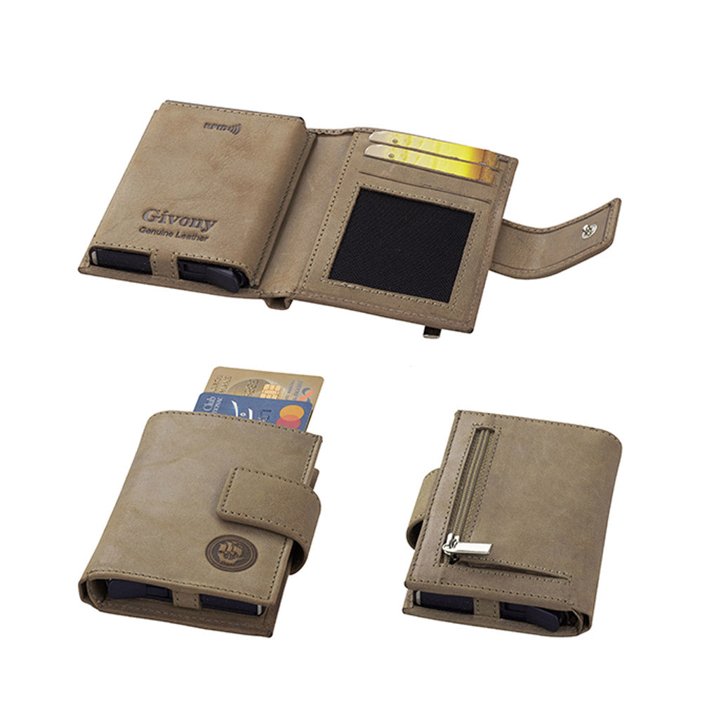 ארנק RFID כאמל חום בהיר לגבר