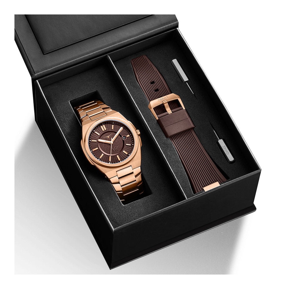 שעון יד לגבר ZINVO מסדרת RIVAL דגם ROSE GOLD