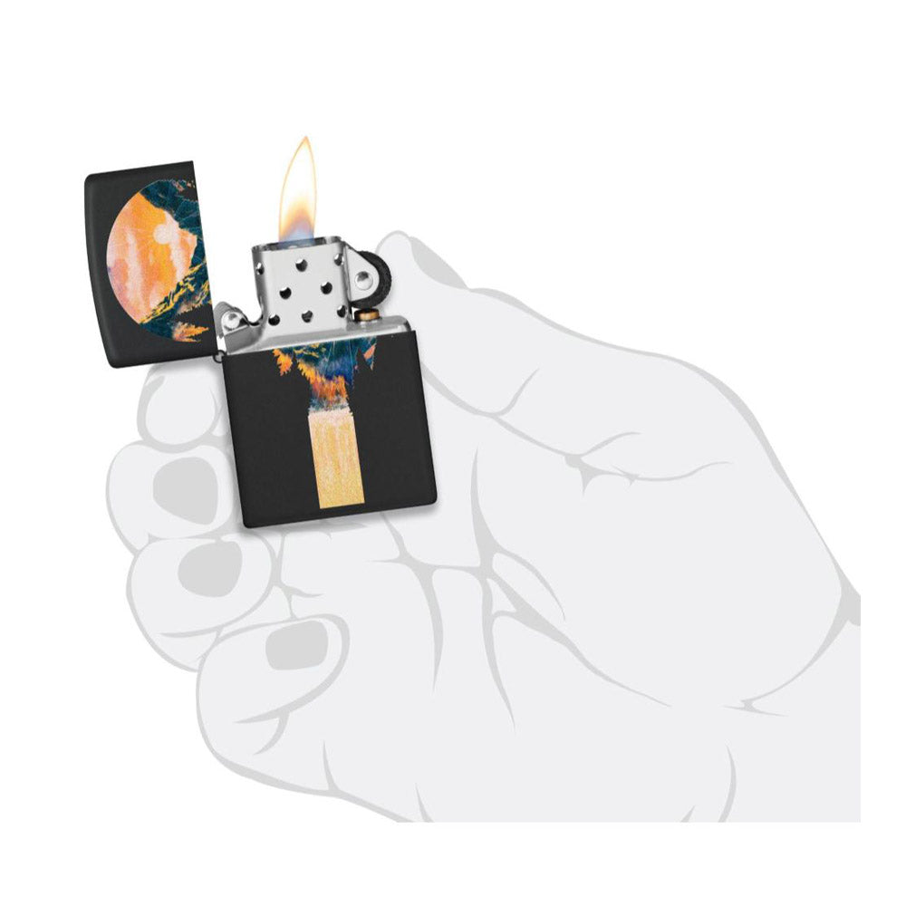 מצית זיפו נוף הרים ומפל