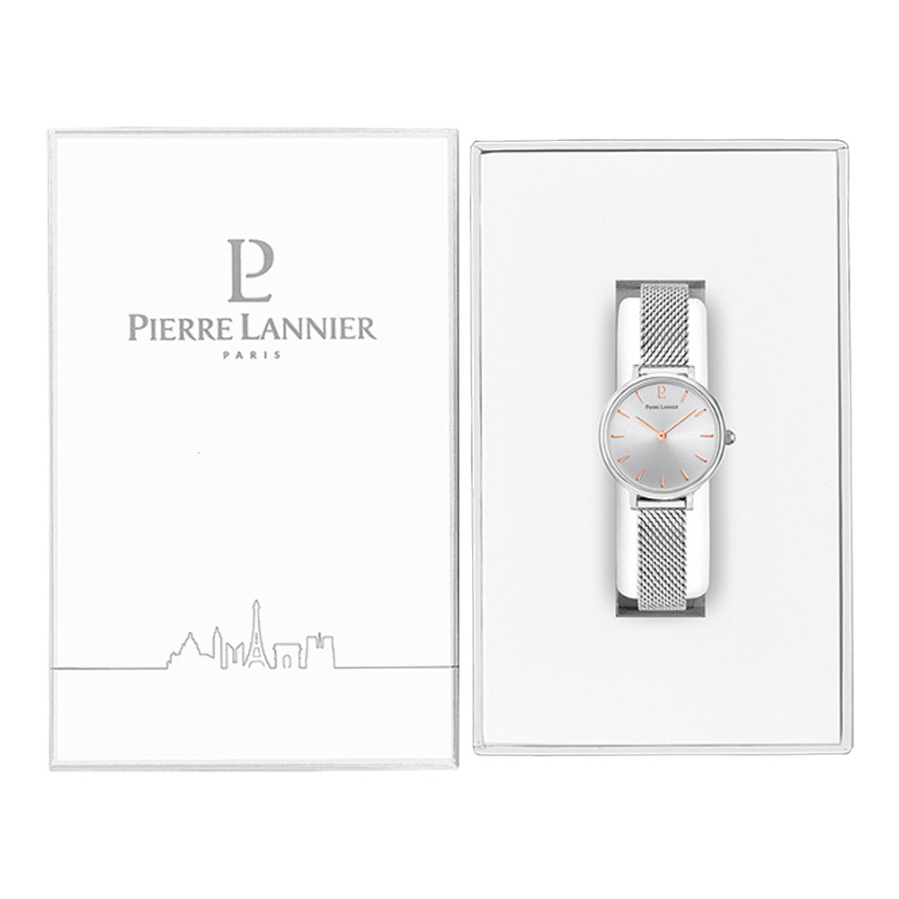 שעון יד רשת כסופה לאישה PIERRE LANNIER 013N628