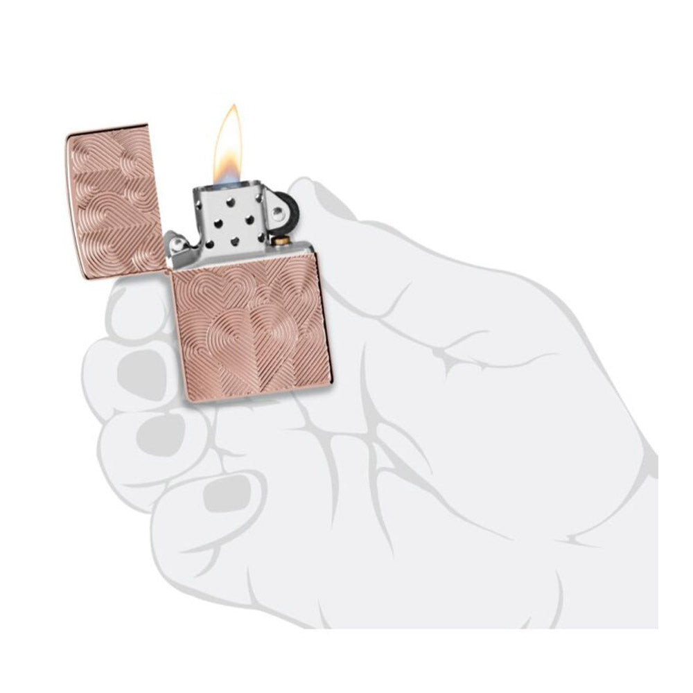 מצית זיפו לבבות חרוטים