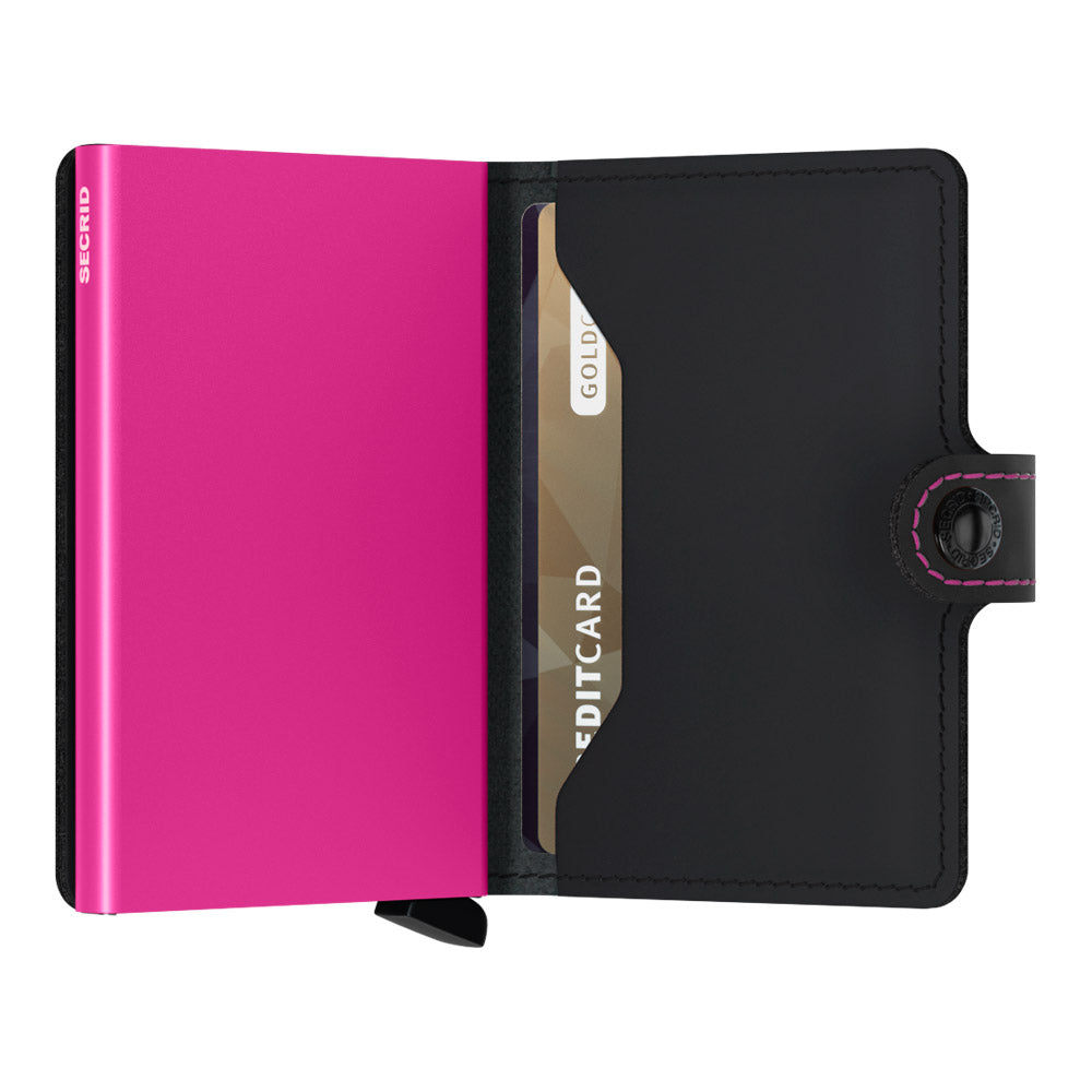 ארנק SECRID כרטיסים נשלפים Mini wallet Matte Black & fuchsia