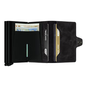 ארנק כרטיסים נשלפים SECRID TWIMWALLET מעור בצבע שחור וינטג'