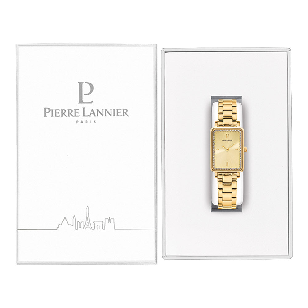 שעון יד מוזהב משובץ קריסטלים לאישה PIERRE LANNIER 074L542