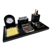 מעמד שולחני יוקרתי Timekeeper כולל שעון על פלטה שחורה