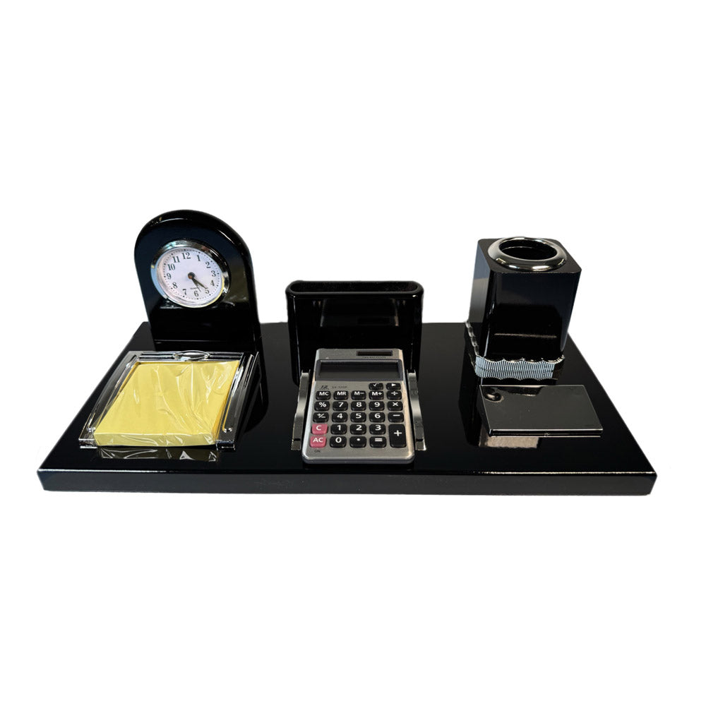 מעמד שולחני יוקרתי Timekeeper כולל שעון על פלטה שחורה