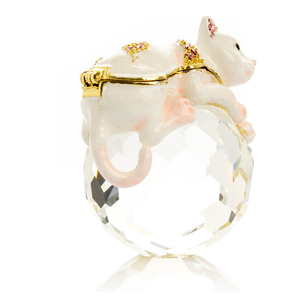 חתול לבן על קריסטל CC2457