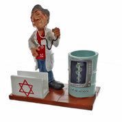 מעמד קריקטורה לעטים וכרטיסים - רופא