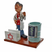 מעמד קריקטורה לעטים וכרטיסים - רופא