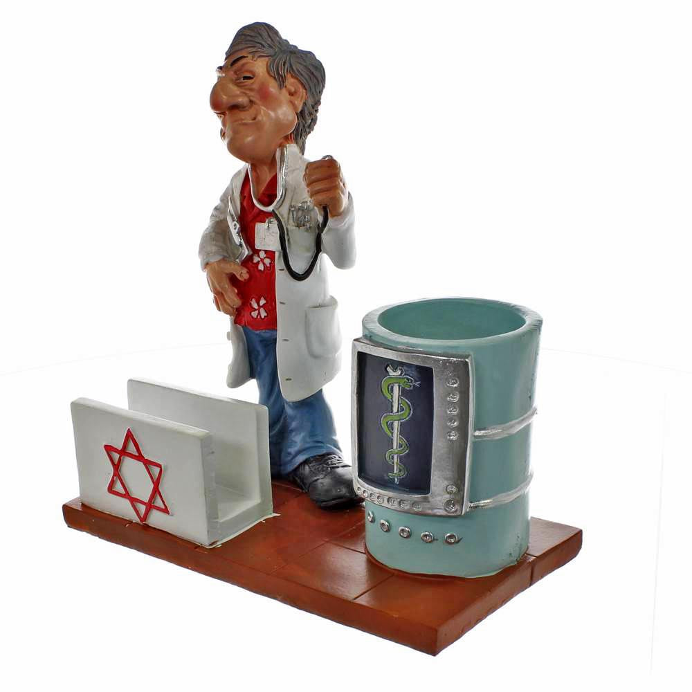 מעמד קריקטורה לעטים וכרטיסים - רופא