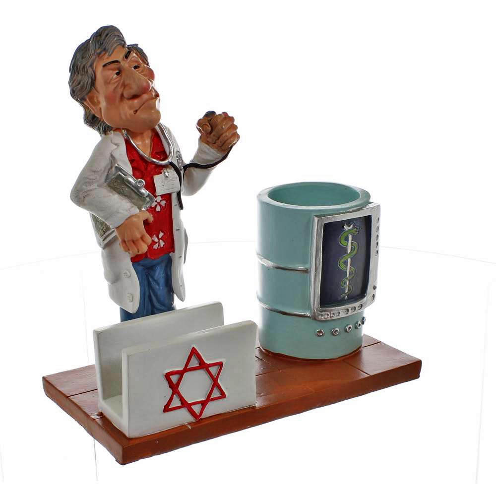 מעמד קריקטורה לעטים וכרטיסים - רופא