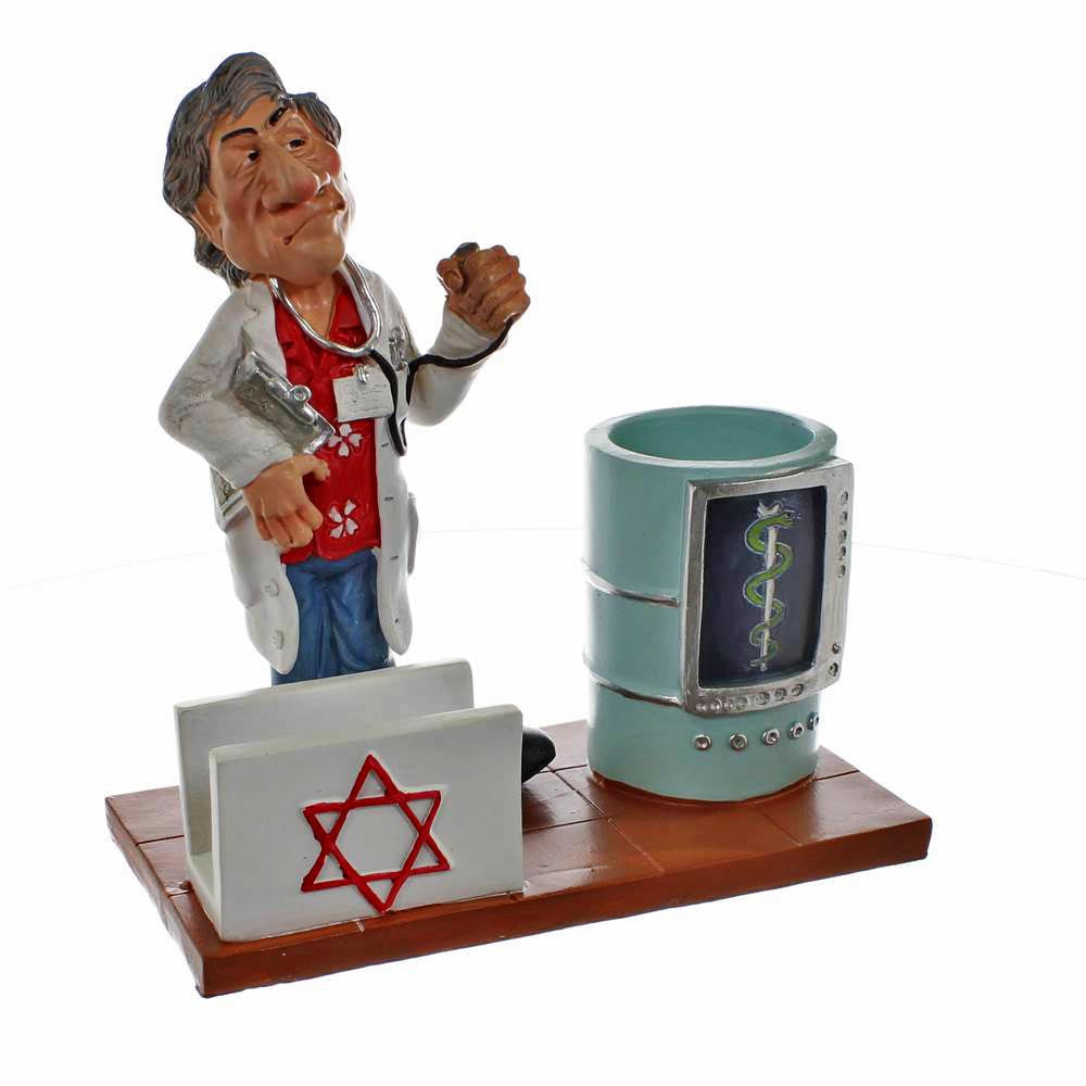 מעמד קריקטורה לעטים וכרטיסים - רופא