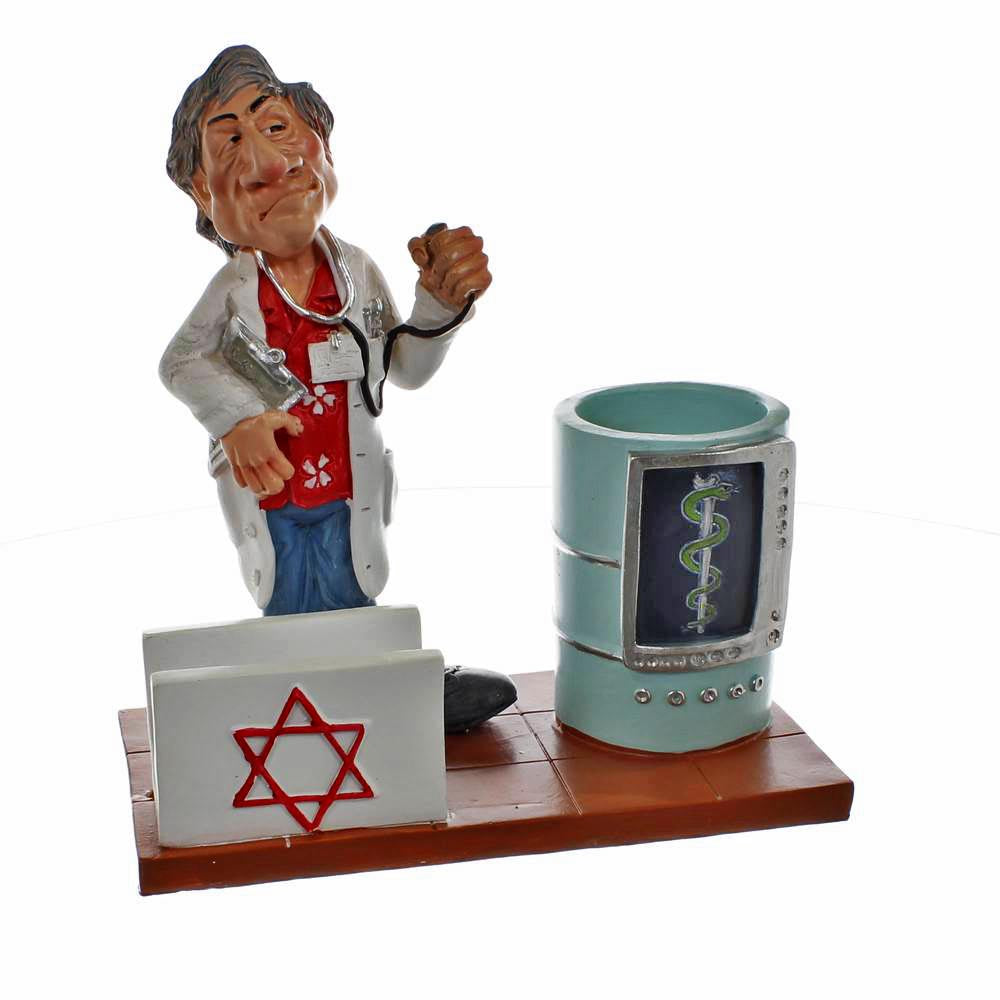 מעמד קריקטורה לעטים וכרטיסים - רופא