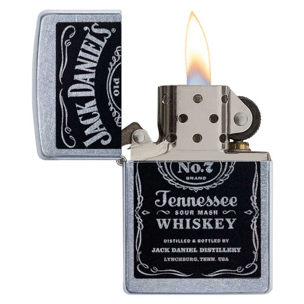 מצית זיפו כסופה עם תוית שחורה JACK DANIELS